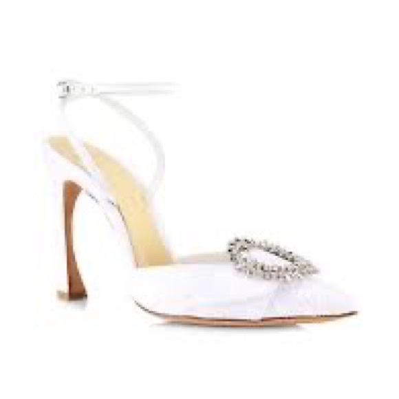 Alexandre Birman Shoes - Alexandre Birman Madelina Lace Crystal Embellished Ankle Strap Bridal Pumps